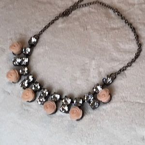 Vintage Rose and Rhinestone. Choker Necklace